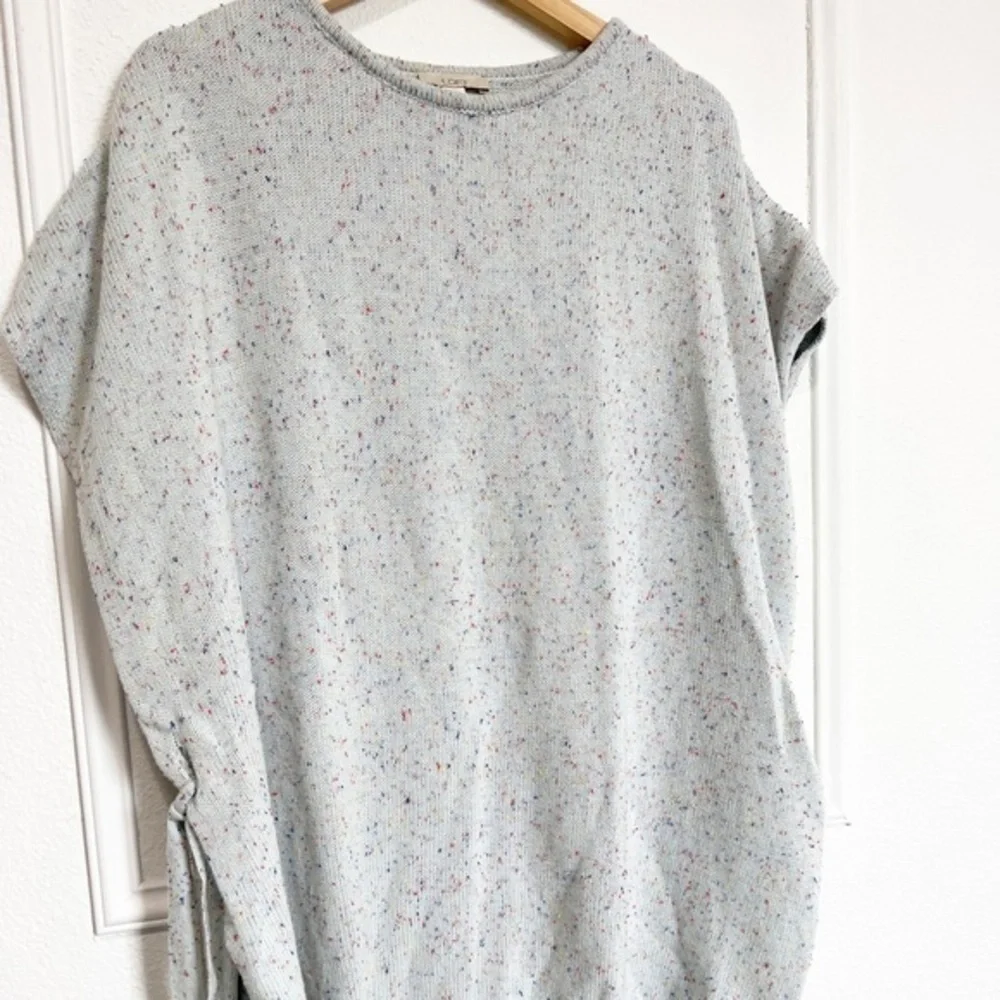 LOFT Sweater Poncho XS/S Pastel Blue Confetti Speckled Cotton Knit Oversized